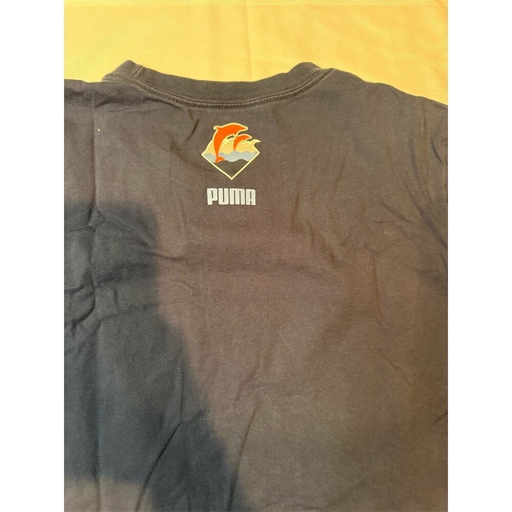 Puma Pink Dolphin T-Shirt Mens Size M Navy Blue Graphic Short Sleeve Streetwear - Picture 7 of 9